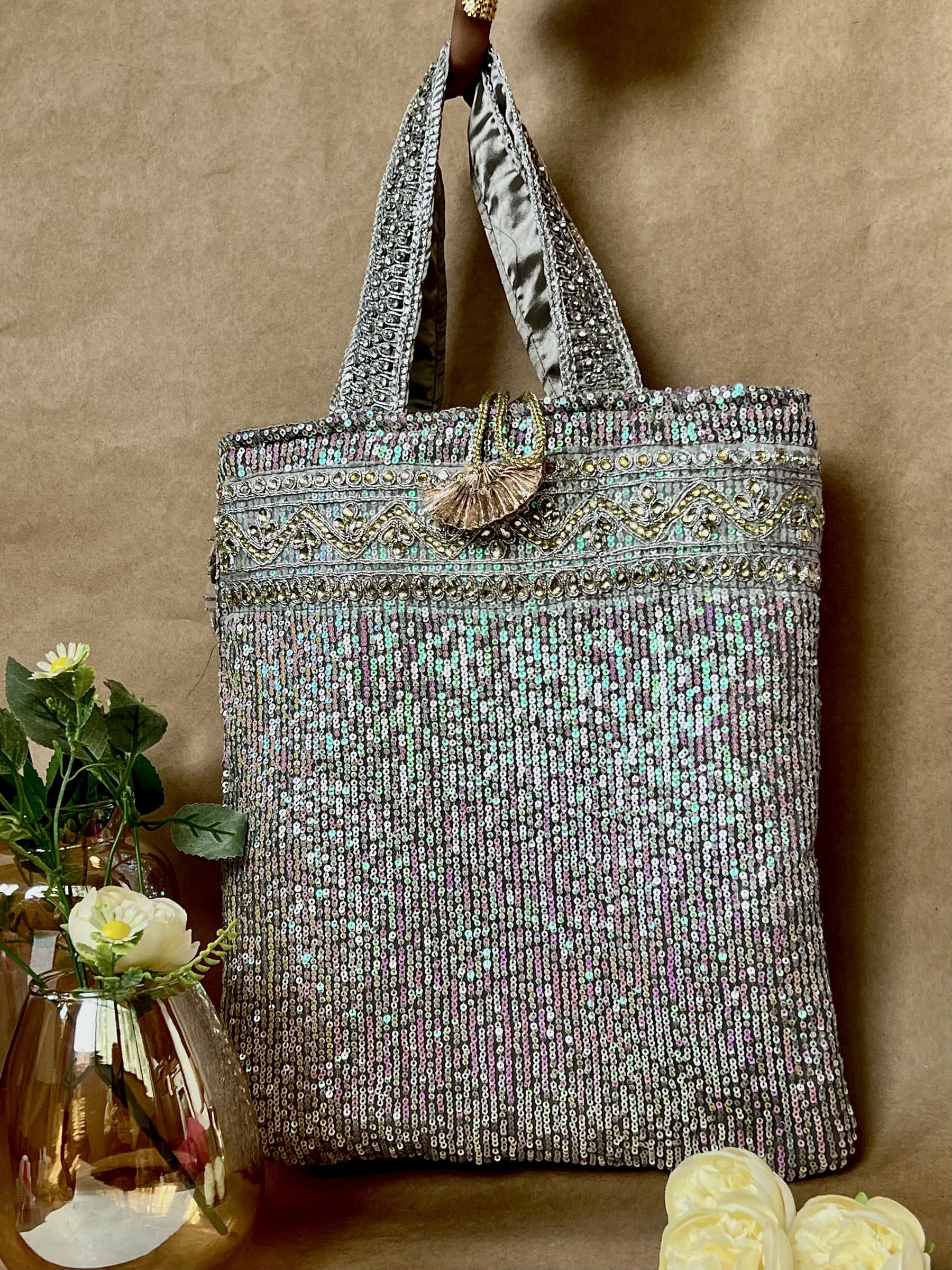 Multi-Colour Rainbow Sequined Jhola